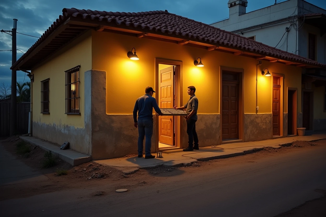 Fachada iluminada por Foco Encendido